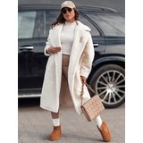 DStreet Płaszcz damski zimowy GLAMFUR długi futerkowy beżowy | Shoptok.si