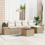 vidaXL 6 komadi vrtni sofa set s jastučićima bež poli ratan akacija | shoptok.hr
