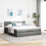 vidaXL Otomanski posteljni okvir z vzmetnico siv 180x200 cm blago | Shoptok.si