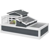 PawHut Lesena hišica za želve, ograda za želve z dvema nivojema, glavne hišice z balkonom, (5000240595) | Shoptok.si