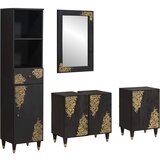 vidaXL set ormarića za kupaonicu zidne 4 pcs crna čvrsto drvo manga Cijene
