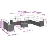  11-dijelni set vrtnih sofa od poliratana s jastucima crni | shoptok.hr