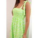 Kesi Włoski Women's viscose dress with straps and ruching neon green | Eponuda.ba