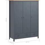  Trokrilni ormar Hill sivi 127 x 50 x 170 cm od masivne borovine | shoptok.hr