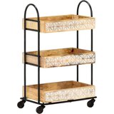 vidaXL Kuhinjska kolica s 3 razine 46x30x76 cm od masivnog drva manga | shoptok.hr