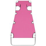 Maison Chic Zložljiv Ležalnik - Sončna ležalnik z blazino za glavo jeklen magenta roza, (22042839) Cene