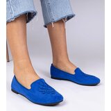 D/CEO marka niezdefiniowana Blue women's faux-suede ballet flats with embroidery Ronna | shoptok.hr
