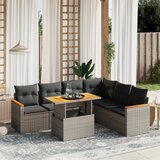 Maison Chic Seti vrtnega pohištva - Vrtna garnitura - Vrtni pohištvo set 7-delna z blazinami siv poli ratan, (21803404) | Shoptok.si