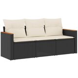 Maison Chic Seti vrtnega pohištva - Vrtna garnitura - Vrtni pohištvo set 3-delna z blazinami črn poli ratan, (21820639) | Shoptok.si