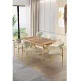 Hanah home Set trpezarijskog stola i stolica (7 delova) Olya Hrast Gold Cream | Eponuda.com