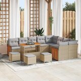  Sjedeća garnitura za vrt 13 kom. 11-Broj sjedala Crna i Krema 286 x 234 x 85 cm | shoptok.hr