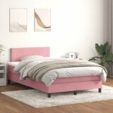Box Spring krevet s madracem i LED ružičasti 120x220 cm samt | shoptok.hr