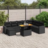 vidaXL 9-dijelni set vrtnih sofa s jastucima crni od poliratana | shoptok.hr