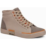 Ombre Men&#039;s high classic sneakers with quilted upper - beige and orange cene