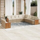 Maison Chic Seti vrtnega pohištva - Vrtna garnitura - Vrtni pohištvo set 11-delna z blazinami bež poli ratan, (21818819) | Shoptok.si