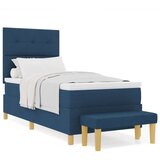  Box Spring Postelja z Blazino in Klopjo Modra 90x190 cm Tkanina, (22049546) | Shoptok.si