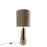 QAZQA Tafellamp brons velours kap taupe met goud 40 cm - Bruut Cene