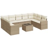 Maison Chic Seti vrtnega pohištva - Vrtna garnitura - Vrtni pohištvo set 10-delna z blazinami bež poli ratan, (21821772) | Shoptok.si