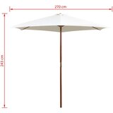 vidaXL Suncobran 270 x 270 cm s drvenom šipkom krem bijeli | shoptok.hr