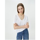 Koton Basic T-Shirt V-Neck Short Sleeve Cotton Cene