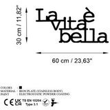 WALLXPERT Zidna dekoracija Vita E Bella 1, 60x30 cm, 1,5 mm, Crna | Eponuda.ba