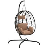  The Living Store Viseči stol jajček z blazino taupe poli ratan in jeklo - Viseči Stol Jajček, (21455008) | Shoptok.si