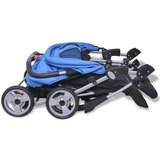 In Dvojni otroški voziček jeklo moder in črn | Shoptok.si