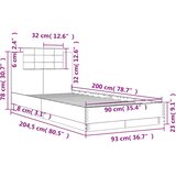  Okvir za krevet s uzglavljem boja hrasta 90x200 cm drveni | shoptok.hr