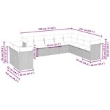  10-dijelni set vrtnih sofa poliratan s jastucima svijetlosivi | shoptok.hr
