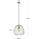  Luster na sajli OVELLA 1xE27/15W/230V, prečnik 36 cm, siva | Eponuda.com