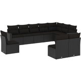  10-dijelni set vrtnih sofa s jastucima crni od poliratana | shoptok.hr