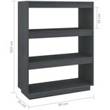 vidaXL knjižna omara za razdelitev prostora siva 80x35x103 cm borovina | Shoptok.si