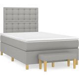 vidaXL Box spring postelja z vzmetnico svetlo siva 120x190 cm blago, (21111589) | Shoptok.si