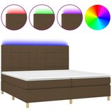 vidaXL Box spring postelja z vzmetnico LED temno rjava 200x200cm blago, (20902028) Cene