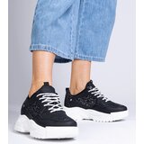 Gemre Caraballo women's black sneakers with glitter inserts Cene