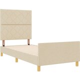 vidaXL Krevet s okvirom u krem boji 100x200 cm izrađen od tkanine | shoptok.hr