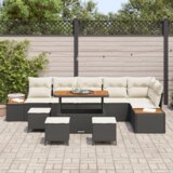 vidaXL 10-komadni Vrtni Sofa Set s Jastučićima Crni Poli Ratan Akacija | shoptok.hr