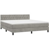  box spring s madracem LED svjetlosivi 180x200 cm baršun | shoptok.hr