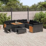  Sjedeća garnitura za vrt s jastukom 13 pcs Crna | shoptok.hr