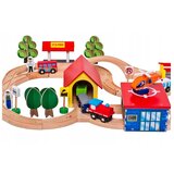 Lean_Toys Lesena železnica Vlak Vagon Drevesa Zgradbe | Shoptok.si