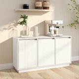 vidaXL Komoda bela 111x34x60 cm trdna borovina Cene