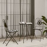 vidaXL Bistro set s mozaikom crno-bijeli od željeza i keramike | shoptok.hr