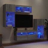  5-dijelni zidni TV elementi s LED svjetlima boja sivog hrasta Cijene