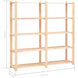  Stalak za pohranu s 5 razina 170x38x170 cm od borovine 500 kg | shoptok.hr