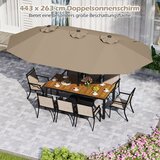 Vrt Dvostruki suncobran s postoljem, UPF 50+ i mehanizmom na ručicu, ni suncobran, 443 x 263 cm, Kava | shoptok.hr