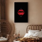  Slika - Red Lips (1-part) - Black Background with English Text 60x90 Na talijanskom platnu | shoptok.hr
