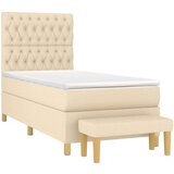vidaXL Box spring postelja z vzmetnico krem 90x190 cm blago | Shoptok.si