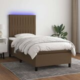  Krevet box spring s madracem LED tamnosmeđi 100x200 cm tkanina Cijene