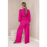 Kesi Women's set blouse with ties + trousers - fuchsia Cene