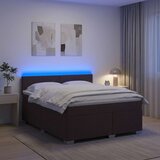  Krevet s box springom madracem i LED-om Tamno smeđa Tkanina - Tamno smeđa 180 x 200 cm Prošiveno gumbima Cijene